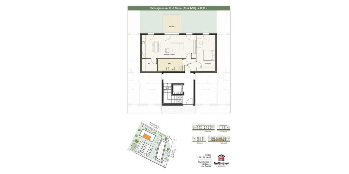 Erdgeschoßwohnung Osnabrück Hafen - 2 Zimmer, 79 m&sup2;, 1.024&euro; | Angebot:25067502