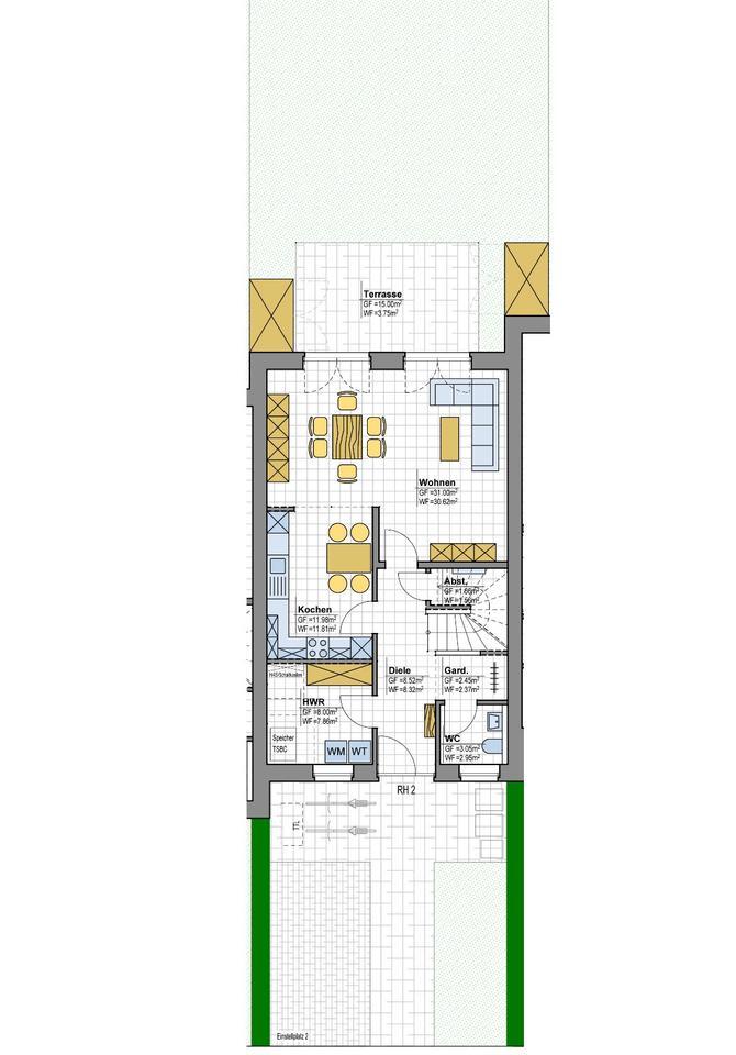 Neuwertiges attraktives Reihenmittelhaus mit 4 Zimmern, 2 Stellplätzen, Terrasse und Garten in zentraler Lage