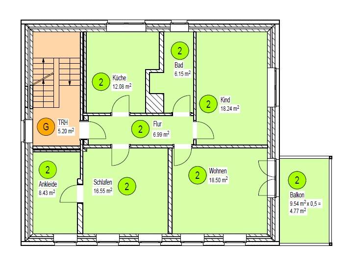 Etagenwohnung Bohmte Hinterfelde - 3 Zimmer, 89 m&sup2;, 293.568&euro; | Angebot:20592127