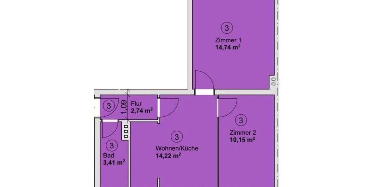 Etagenwohnung Osnabrück Schölerberg - 2 Zimmer, 45 m&sup2;, 540&euro; | Angebot:26789131