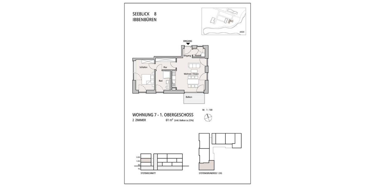 Etagenwohnung Ibbenbüren Stadt - 2 Zimmer, 57 m&sup2;, 398&euro; | Angebot:26886503