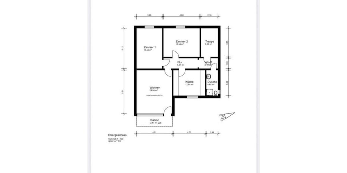 Etagenwohnung Osnabrück Eversburg - 3 Zimmer, 86 m&sup2;, 205.000&euro; | Angebot:26875198