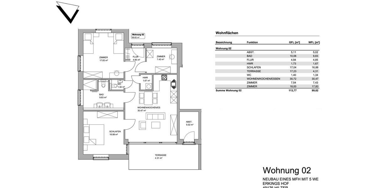 Erdgeschoßwohnung Hilter am Teutoburger Wald - 4 Zimmer, 100 m&sup2;, 352.000&euro; | Angebot:27265872