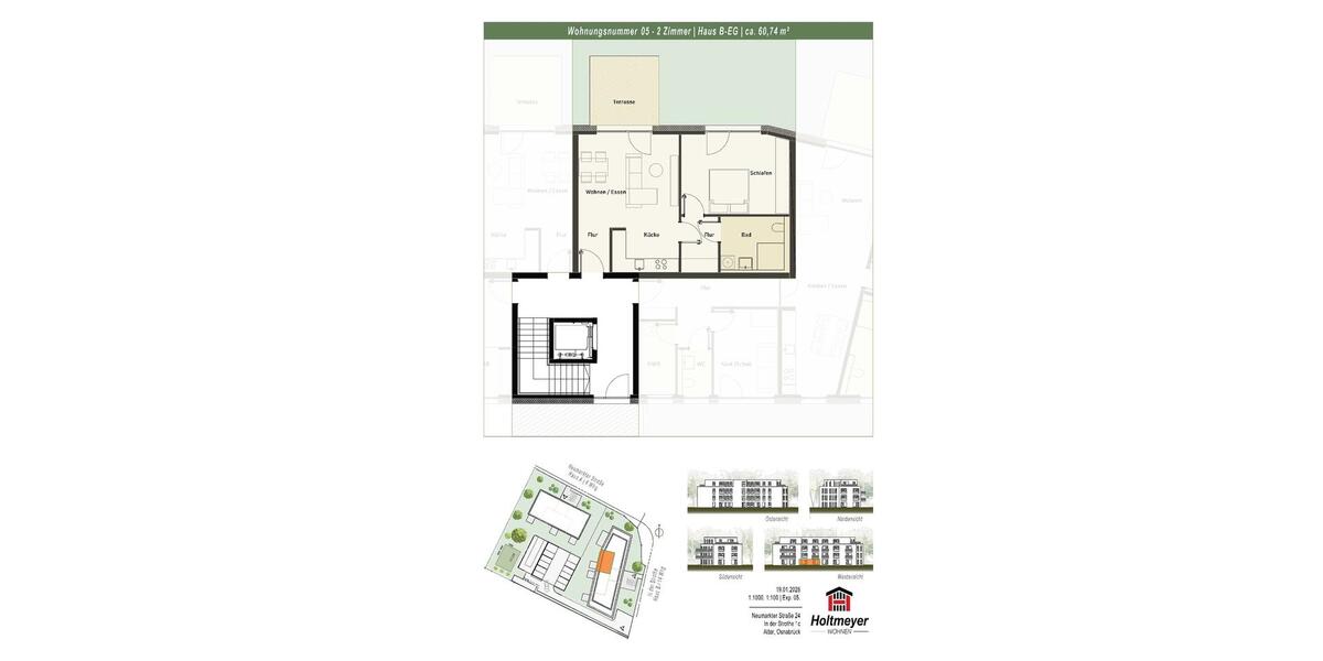 Erdgeschoßwohnung Osnabrück Hafen - 2 Zimmer, 61 m&sup2;, 789&euro; | Angebot:25047129