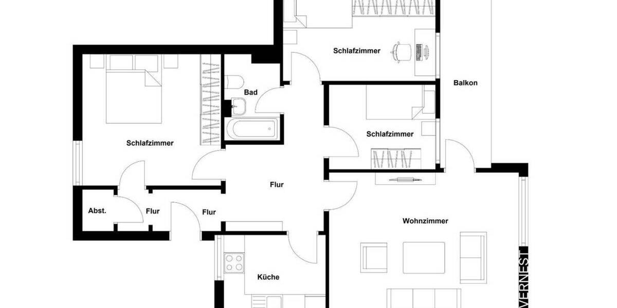 Etagenwohnung Osnabrück Haste - 4 Zimmer, 83 m&sup2;, 151.500&euro; | Angebot:26798274