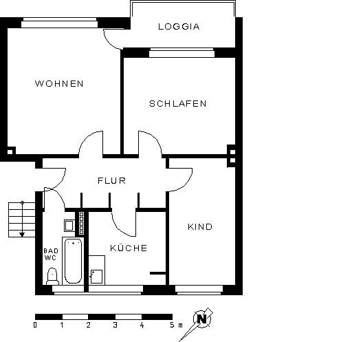 Etagenwohnung Osnabrück Fledder - 3 Zimmer, 69 m&sup2;, 605&euro; | Angebot:26235146
