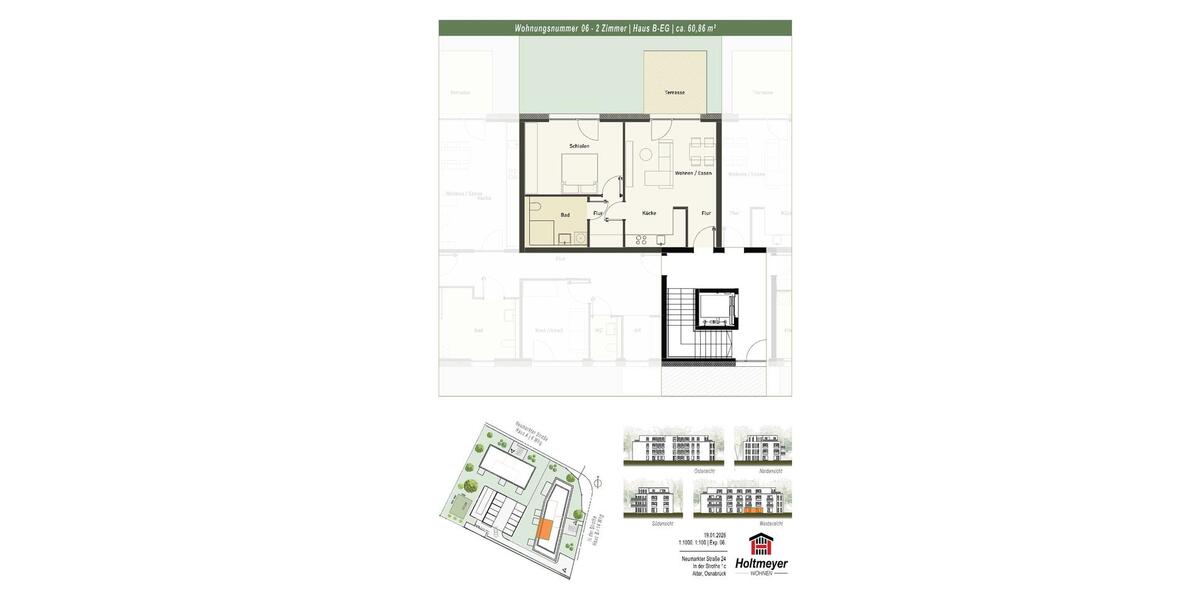 Erdgeschoßwohnung Osnabrück Hafen - 2 Zimmer, 61 m&sup2;, 791&euro; | Angebot:25047130