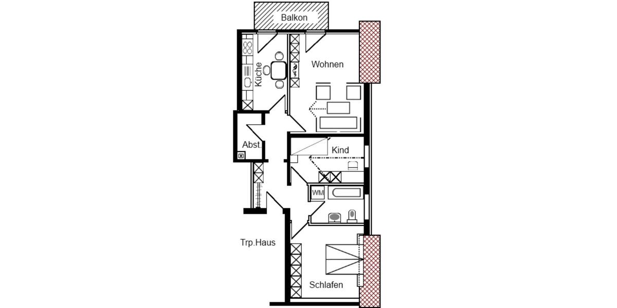 Etagenwohnung Hasbergen - 3 Zimmer, 70 m&sup2;, 850&euro; | Angebot:25206434