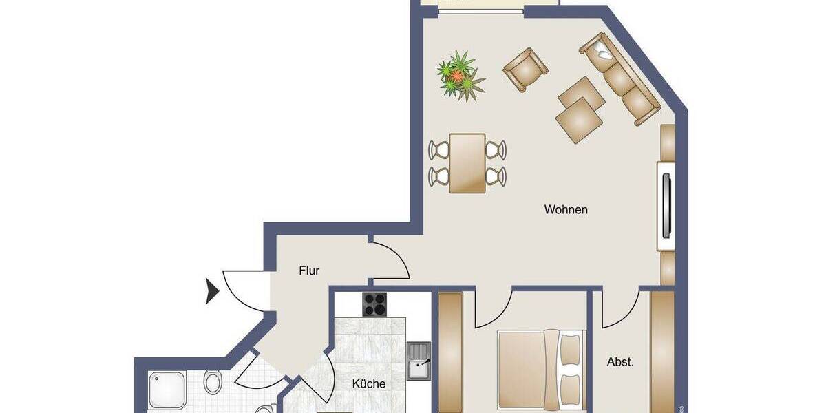Etagenwohnung Osnabrück Kalkhügel - 2 Zimmer, 66 m&sup2;, 169.000&euro; | Angebot:26805412