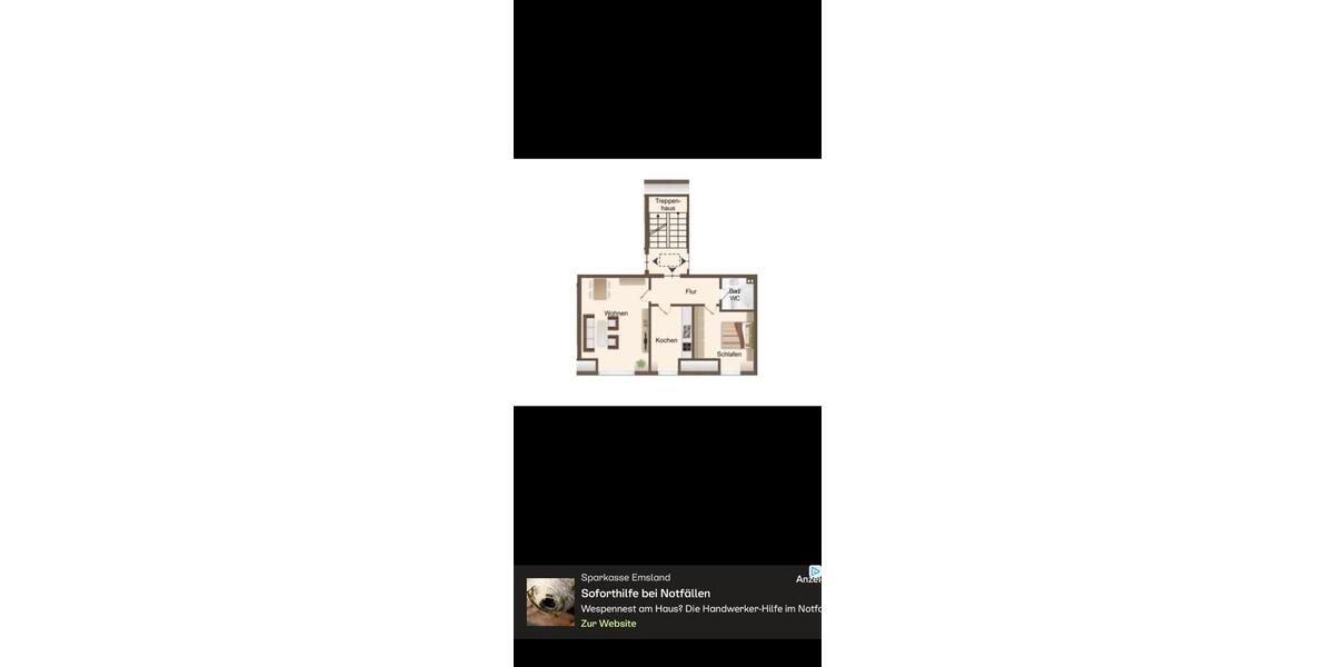 Erdgeschoßwohnung Hasbergen - 2 Zimmer, 57 m&sup2;, 600&euro; | Angebot:26324466