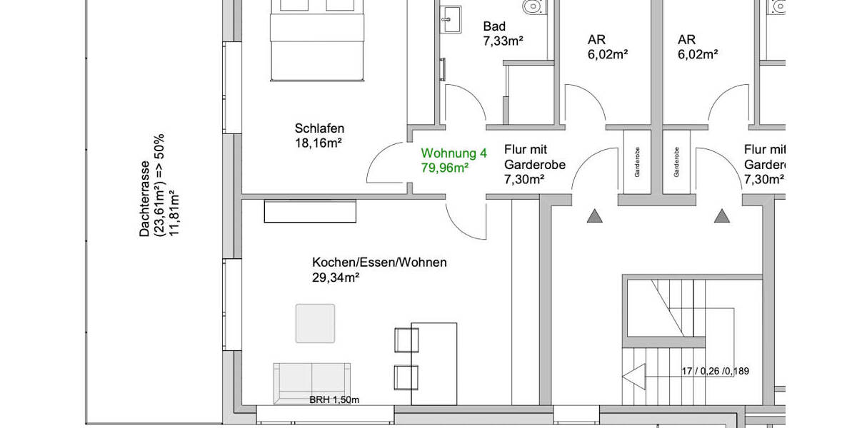 Etagenwohnung Osnabrück Voxtrup - 2 Zimmer, 77 m&sup2;, 324.481&euro; | Angebot:26630301