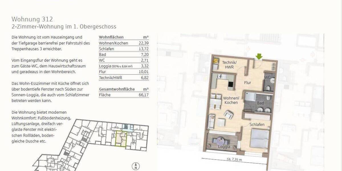 Etagenwohnung Osnabrück Gartlage - 2 Zimmer, 66 m&sup2;, 740&euro; | Angebot:26863156
