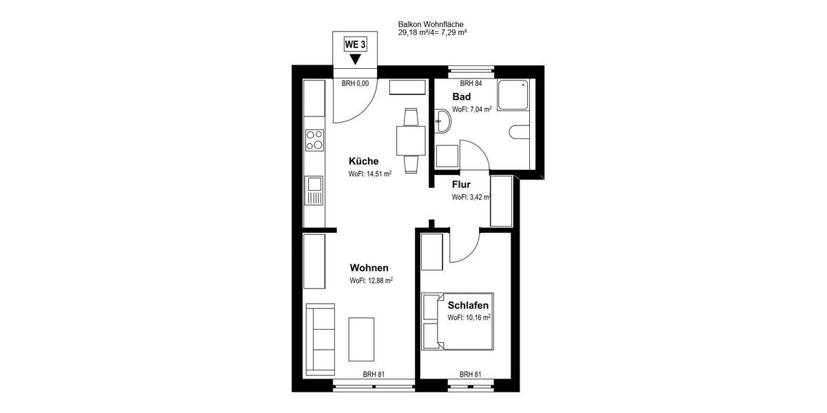 Etagenwohnung Georgsmarienhütte - 2 Zimmer, 56 m&sup2;, 660&euro; | Angebot:26403833