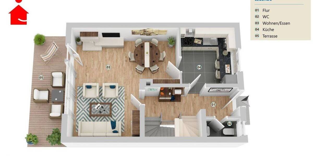 Reihenmittelhaus Ibbenbüren Stadt - 4 Zimmer, 100 m&sup2;, 239.000&euro; | Angebot:26672760