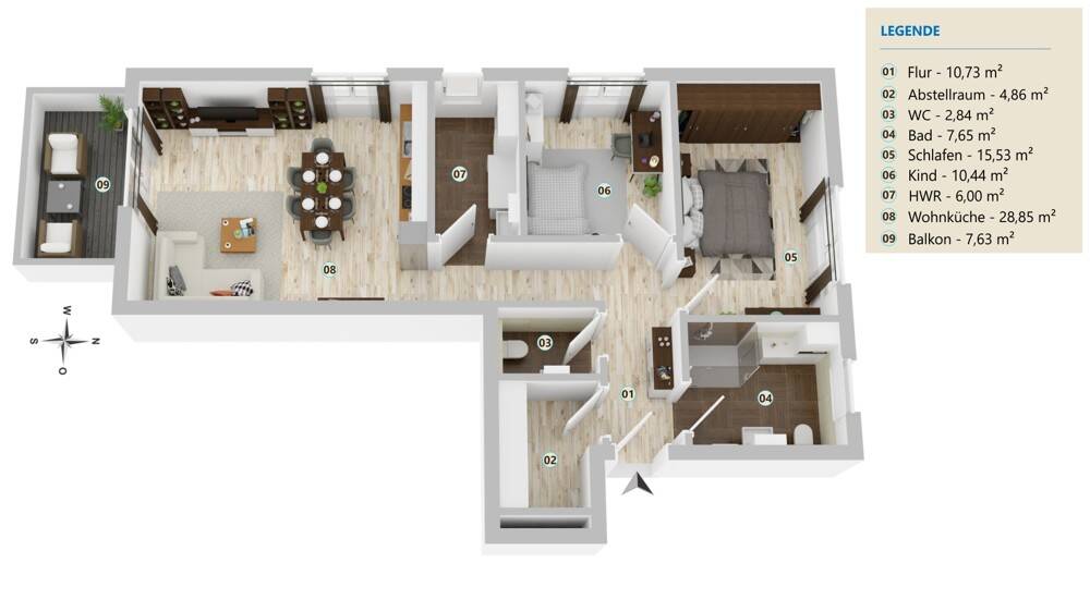 Etagenwohnung Bohmte Hinterfelde - 3 Zimmer, 88 m&sup2;, 290.400&euro; | Angebot:25845944