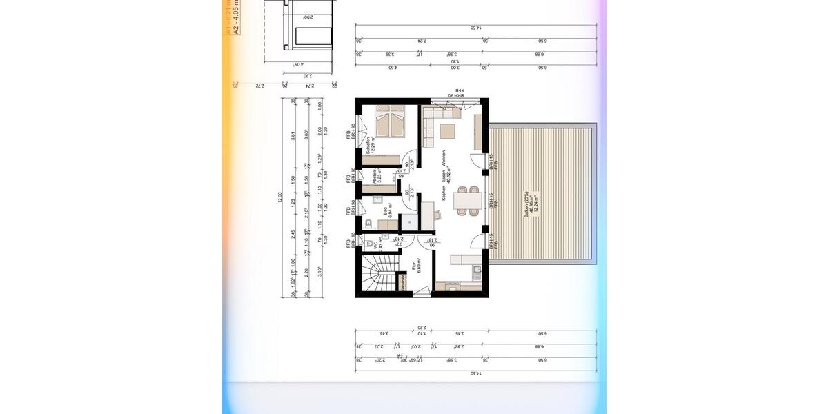 Dachgeschoßwohnung Osnabrück Gretesch - 2.5 Zimmer, 92 m&sup2;, 1.240&euro; | Angebot:26232251