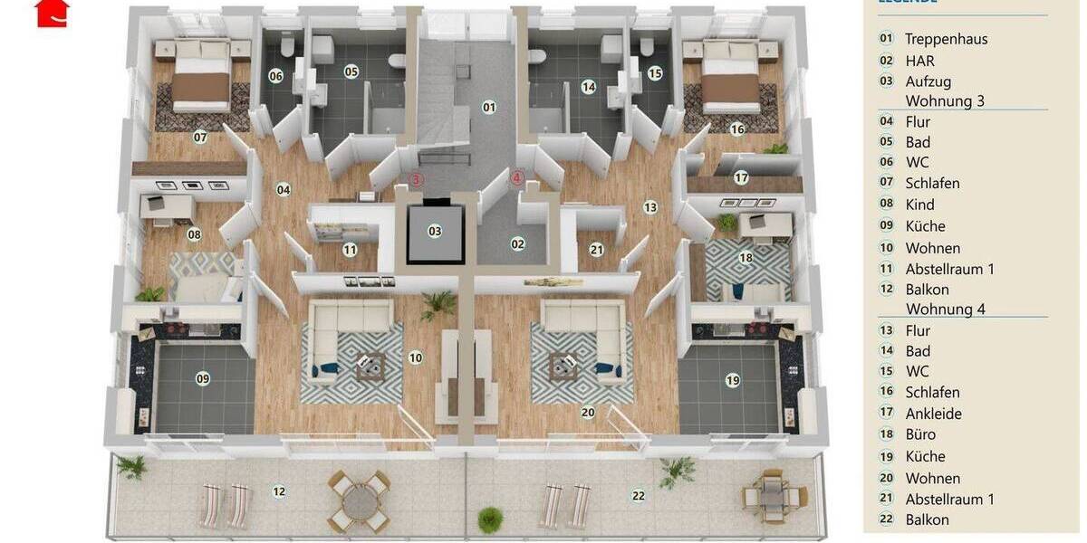 Etagenwohnung Hilter - 3 Zimmer, 93 m&sup2;, 341.421&euro; | Angebot:25771418