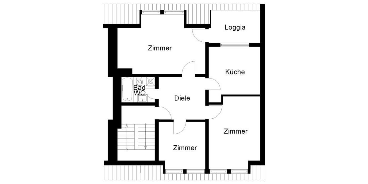 Dachgeschoßwohnung Osnabrück Nahne - 3 Zimmer, 78 m&sup2;, 681&euro; | Angebot:25984475