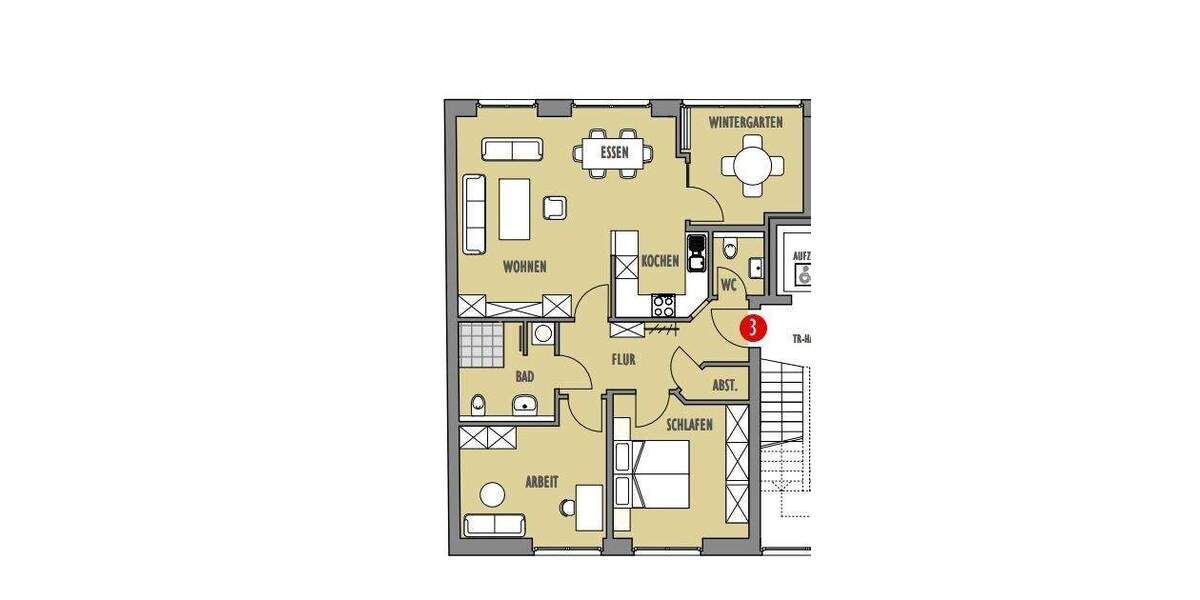 Etagenwohnung Osnabrück Innenstadt - 3 Zimmer, 85 m&sup2;, 1.226&euro; | Angebot:23833457