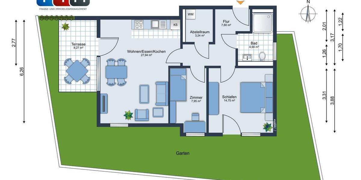 Etagenwohnung Melle Melle-Mitte - 3 Zimmer, 68 m&sup2;, 276.500&euro; | Angebot:26686564