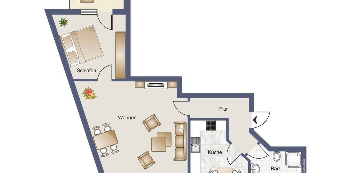 Etagenwohnung Osnabrück Kalkhügel - 2 Zimmer, 61 m&sup2;, 149.000&euro; | Angebot:26797398