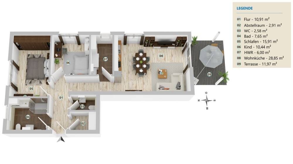 Etagenwohnung Bohmte Hinterfelde - 3 Zimmer, 86 m&sup2;, 285.950&euro; | Angebot:19308955