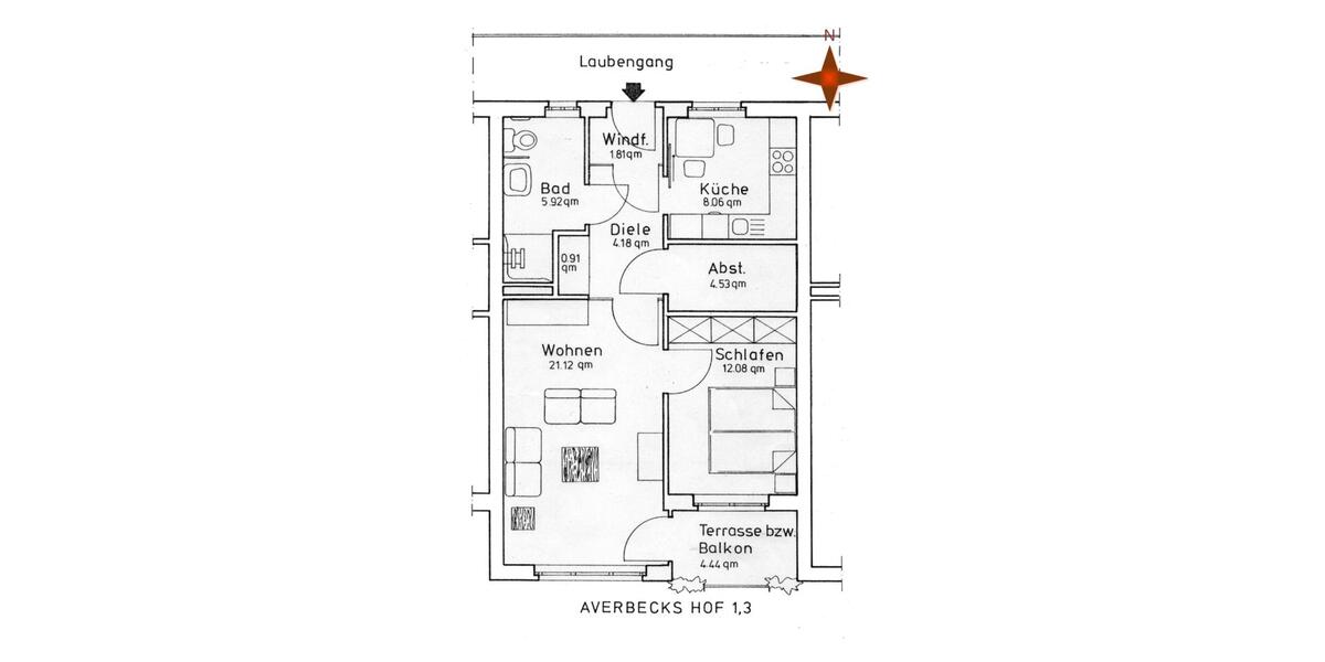 Erdgeschoßwohnung Bad Iburg - 2 Zimmer, 61 m&sup2;, 490&euro; | Angebot:24878352