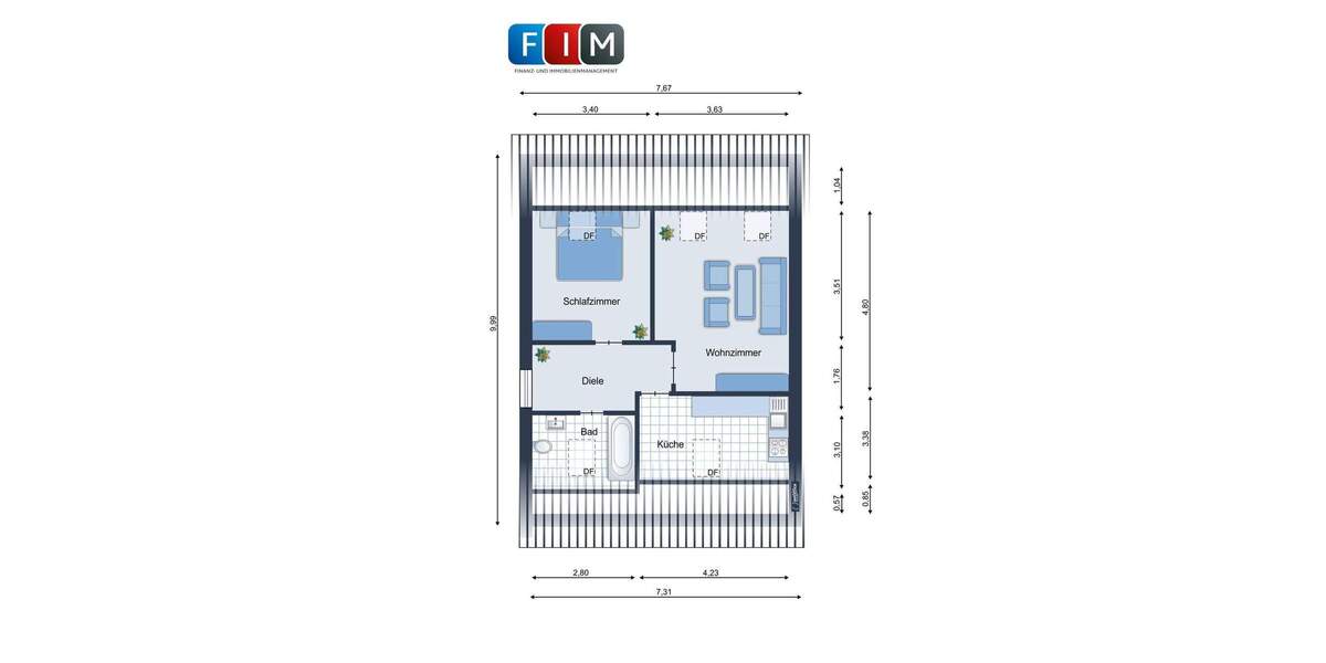 Etagenwohnung Osnabrück Atter - 2 Zimmer, 43 m&sup2;, 103.400&euro; | Angebot:26643998