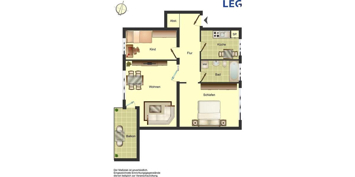 Etagenwohnung Osnabrück Gretesch - 3 Zimmer, 72 m&sup2;, 659&euro; | Angebot:26233962