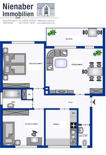 Etagenwohnung Rödinghausen Bruchmühlen - 3 Zimmer, 80 m&sup2;, 600&euro; | Angebot:26489070