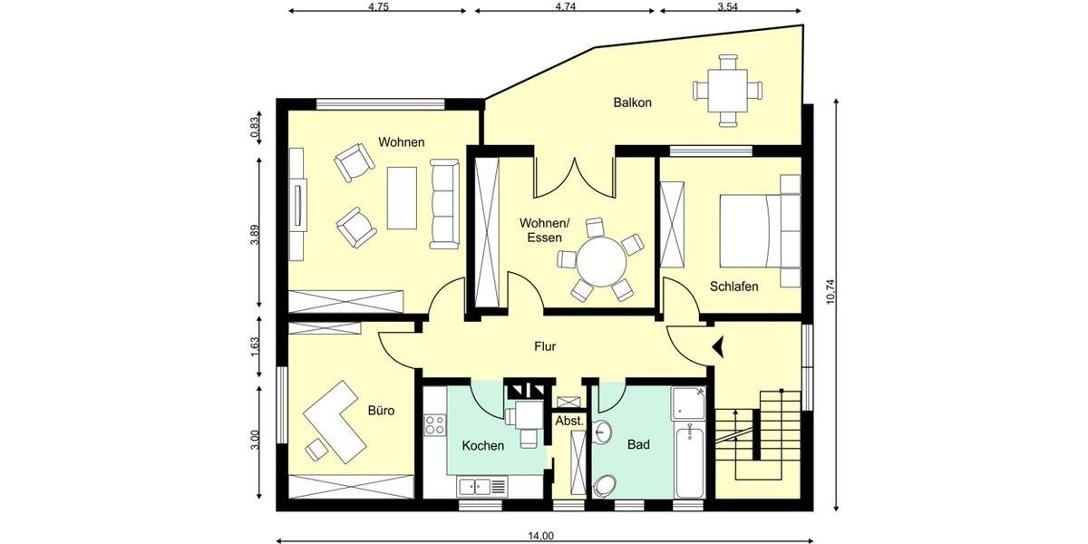 Etagenwohnung Melle Gesmold - 4 Zimmer, 106 m&sup2;, 870&euro; | Angebot:26337273