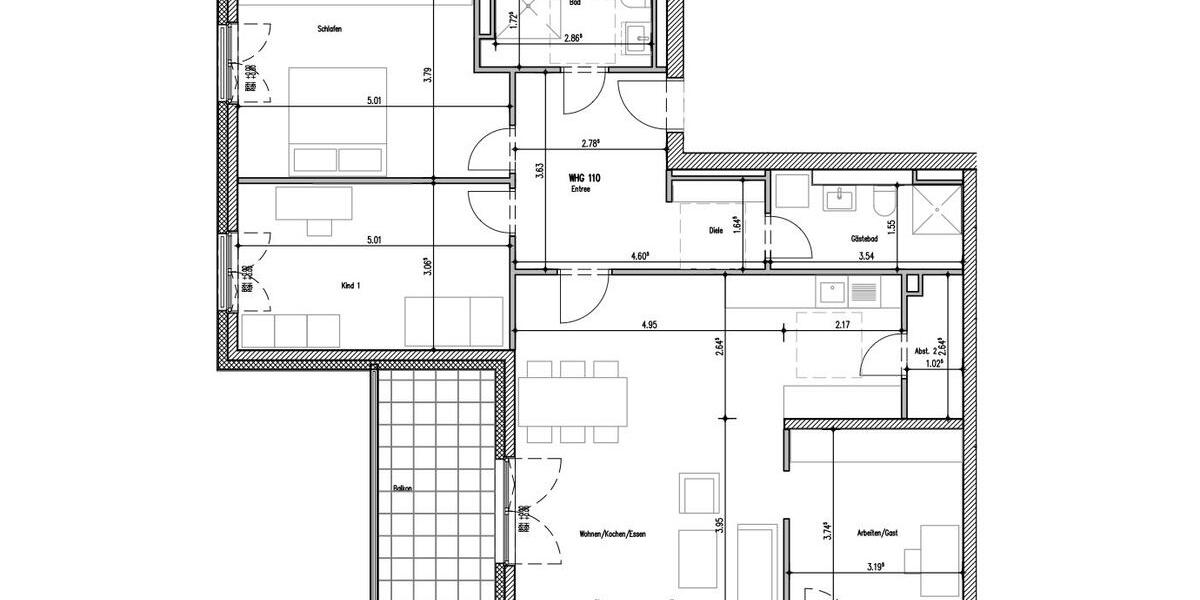 Etagenwohnung Osnabrück Hafen - 3.5 Zimmer, 114 m&sup2;, 1.824&euro; | Angebot:26658876