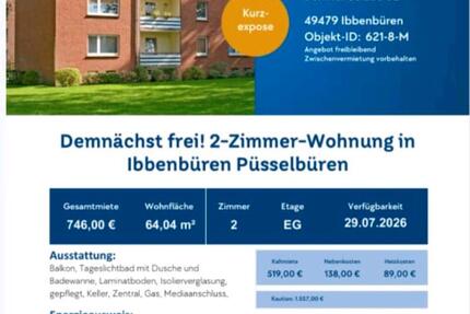 Wohnung Ibbenbüren - 2 Zimmer, 64 m&sup2;, 746&euro; | Angebot:26664060