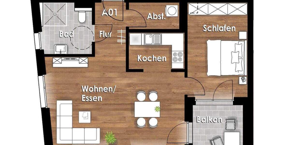 Etagenwohnung Melle Melle-Mitte - 2 Zimmer, 67 m&sup2;, 304.380&euro; | Angebot:26930520