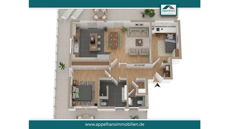 Stilvolle Penthouse-Wohnung am Harderberg zur Vermietung! 3 zimmer