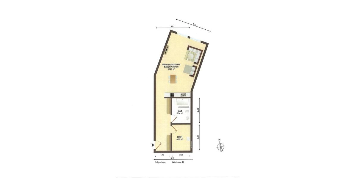 Erdgeschoßwohnung Melle Bruchmühlen - 1 Zimmer, 50 m&sup2;, 611&euro; | Angebot:25917968
