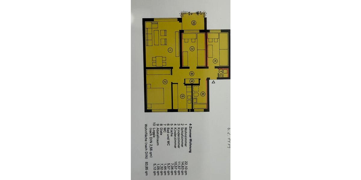 Etagenwohnung Osnabrück Eversburg - 4 Zimmer, 84 m&sup2;, 229.000&euro; | Angebot:26931299