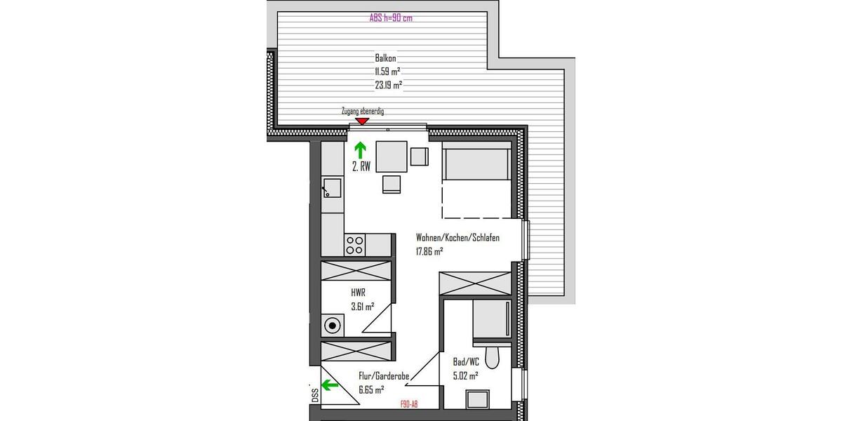 Dachgeschoßwohnung Osnabrück Gretesch - 1 Zimmer, 45 m&sup2;, 750&euro; | Angebot:26548052