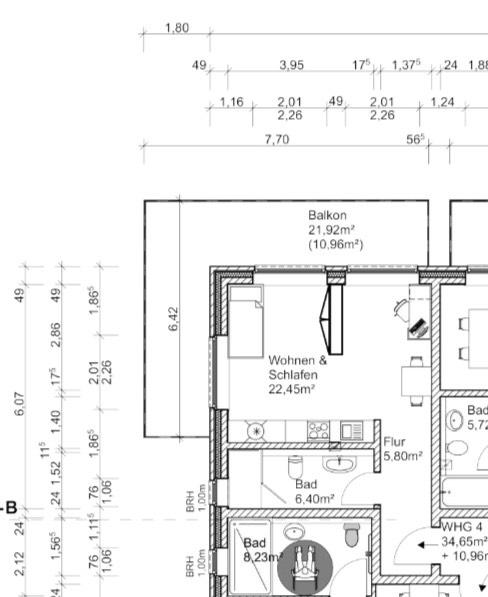 Etagenwohnung Osnabrück Hellern - 1 Zimmer, 45 m&sup2;, 730&euro; | Angebot:25496038