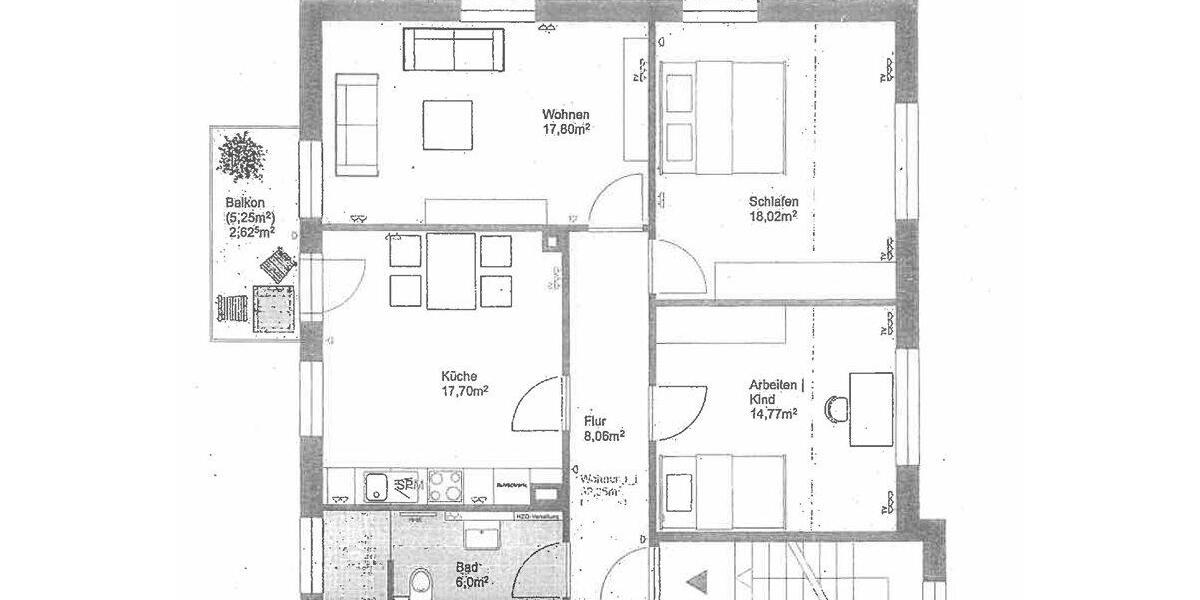 Etagenwohnung Osnabrück Eversburg - 3 Zimmer, 85 m&sup2;, 892&euro; | Angebot:26603410