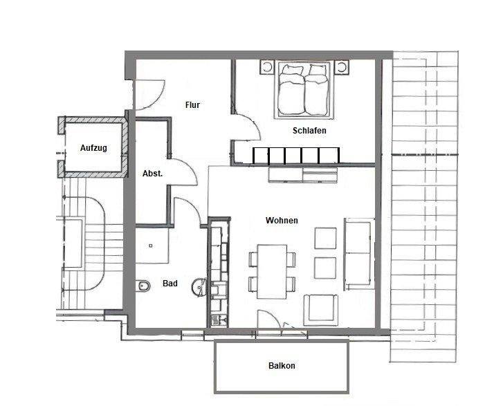 Dachgeschoßwohnung Osnabrück Gretesch - 2 Zimmer, 69 m&sup2;, 1.050&euro; | Angebot:26539673