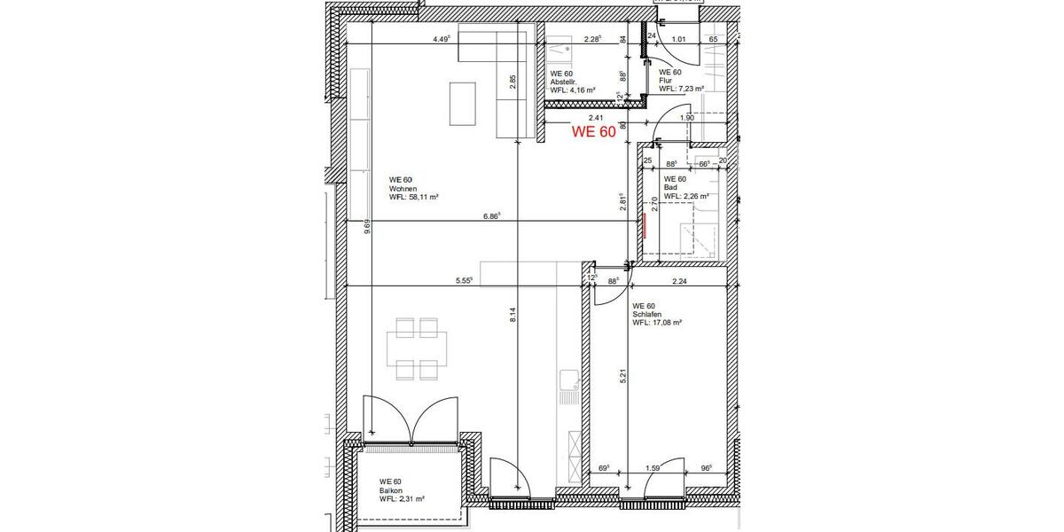 Etagenwohnung Osnabrück Eversburg - 2 Zimmer, 94 m&sup2;, 1.410&euro; | Angebot:26645691
