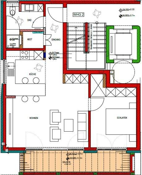 Hochparterre Osnabrück Eversburg - 2 Zimmer, 64 m&sup2;, 762&euro; | Angebot:26252520