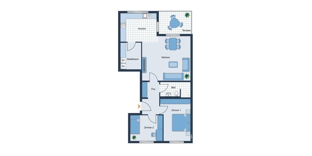 Erdgeschoßwohnung Wallenhorst - 3 Zimmer, 78 m&sup2;, 985&euro; | Angebot:26445882