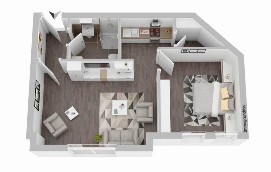 Erdgeschoßwohnung Damme - 2 Zimmer, 54 m&sup2;, 550&euro; | Angebot:25994122