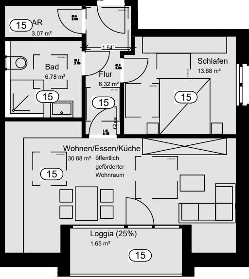 Etagenwohnung Recke - 2 Zimmer, 62 m&sup2;, 374&euro; | Angebot:25917210