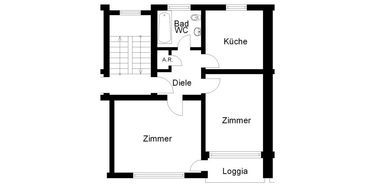 Etagenwohnung Osnabrück Eversburg - 2 Zimmer, 59 m&sup2;, 611&euro; | Angebot:26344718