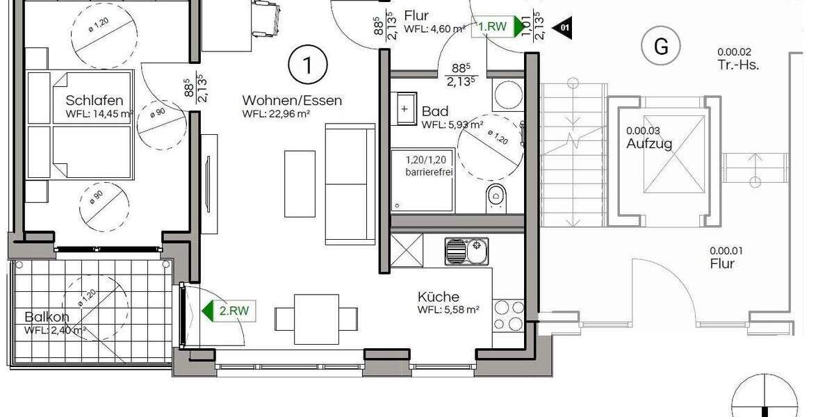 Etagenwohnung Lienen - 2 Zimmer, 55 m&sup2;, 221.500&euro; | Angebot:23957400