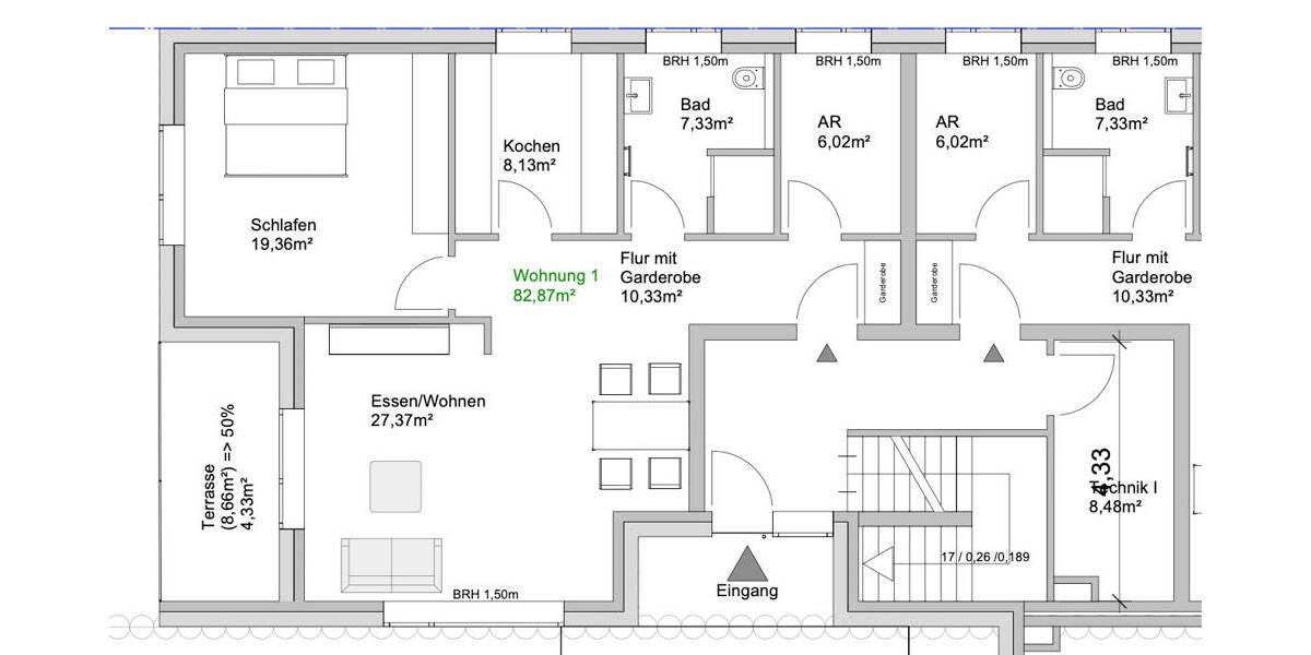 Etagenwohnung Osnabrück Voxtrup - 2 Zimmer, 80 m&sup2;, 335.310&euro; | Angebot:26643992